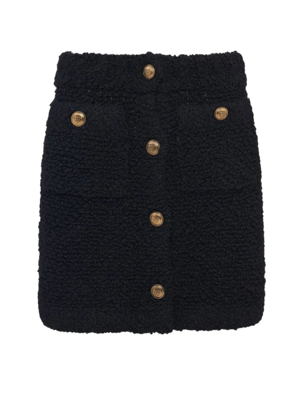 Prada Boucle Knit Mini Skirt in Black, size 42IT (fits like US 4)